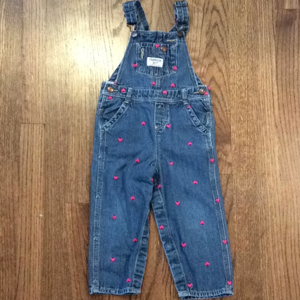 Pink heart embroidered OshKosh B’gosh overalls